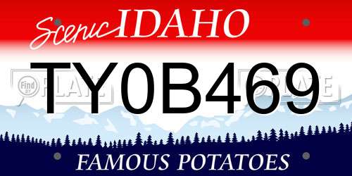 TY0B469 Idaho License Plate