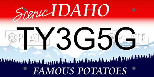 TY3G5G Idaho License Plate