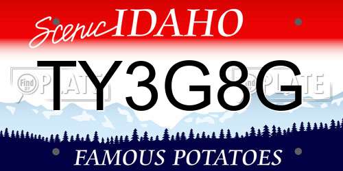 TY3G8G Idaho License Plate