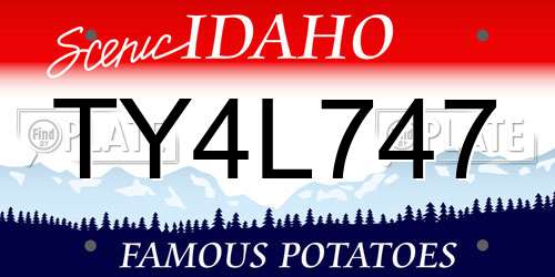 TY4L747 Idaho License Plate