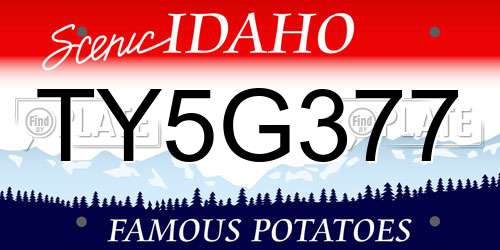 TY5G377 Idaho License Plate