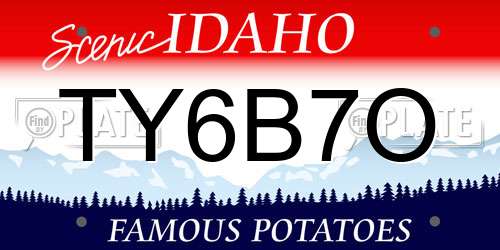 TY6B7O Idaho License Plate
