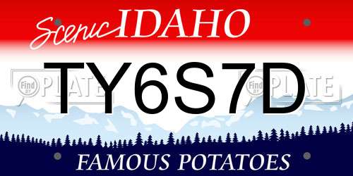 TY6S7D Idaho License Plate