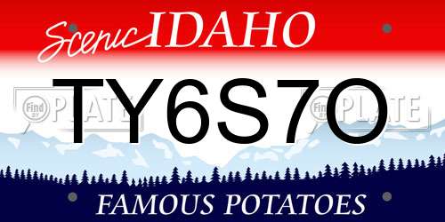 TY6S7O Idaho License Plate