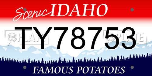 TY78753 Idaho License Plate