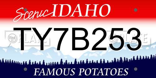 TY7B253 Idaho License Plate