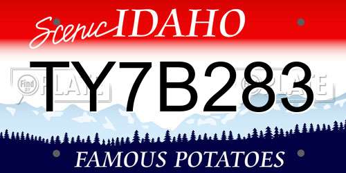 TY7B283 Idaho License Plate