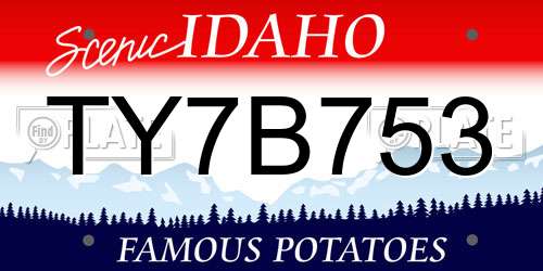 TY7B753 Idaho License Plate