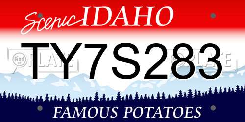 TY7S283 Idaho License Plate