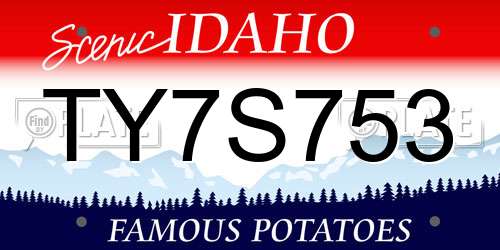 TY7S753 Idaho License Plate