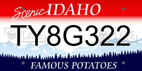 TY8G322 Idaho License Plate