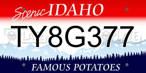 TY8G377 Idaho License Plate