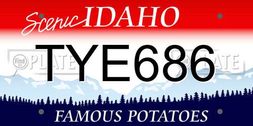 TYE686 Idaho License Plate