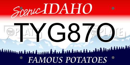 TYG87O Idaho License Plate