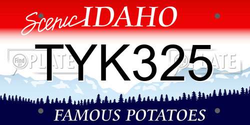TYK325 Idaho License Plate