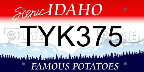 TYK375 Idaho License Plate