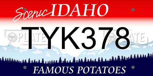 TYK378 Idaho License Plate