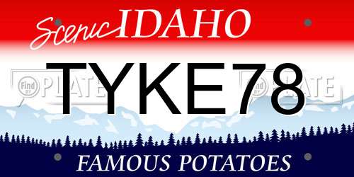 TYKE78 Idaho License Plate