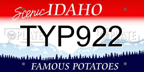 TYP922 Idaho License Plate