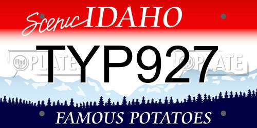 TYP927 Idaho License Plate