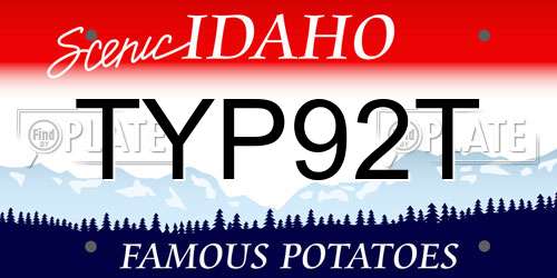 TYP92T Idaho License Plate