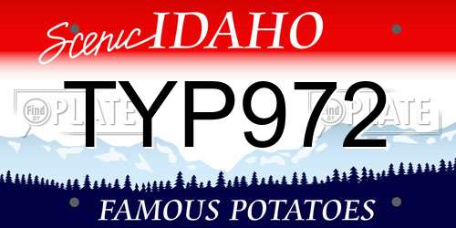 TYP972 Idaho License Plate