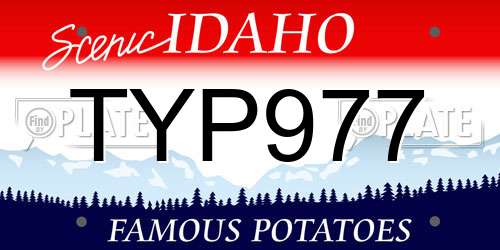 TYP977 Idaho License Plate