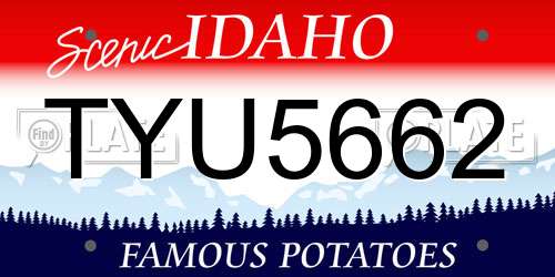 TYU5662 Idaho License Plate