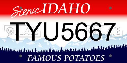TYU5667 Idaho License Plate