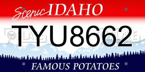 TYU8662 Idaho License Plate