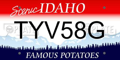 TYV58G Idaho License Plate