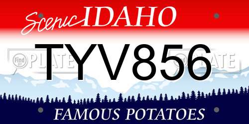 TYV856 Idaho License Plate