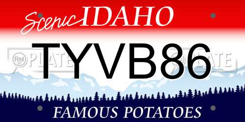 TYVB86 Idaho License Plate
