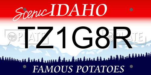 TZ1G8R Idaho License Plate