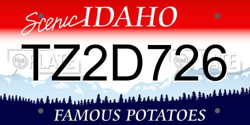 TZ2D726 Idaho License Plate