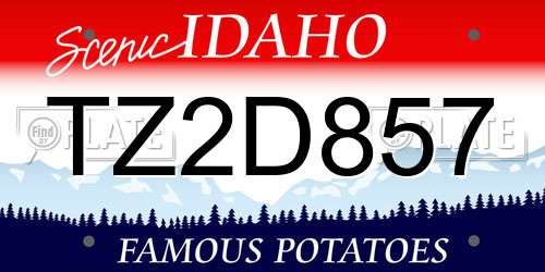 TZ2D857 Idaho License Plate