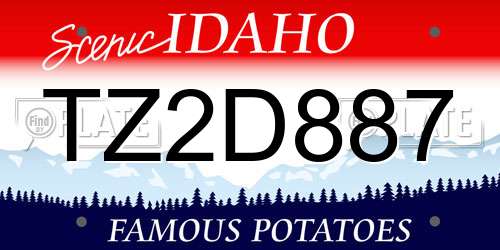 TZ2D887 Idaho License Plate