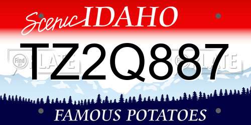 TZ2Q887 Idaho License Plate