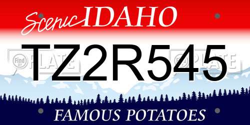 TZ2R545 Idaho License Plate