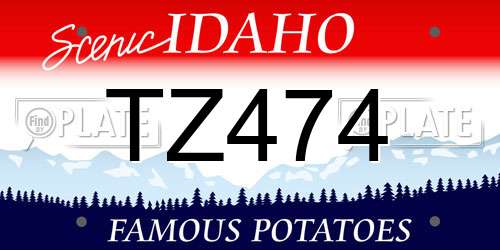 TZ474 Idaho License Plate
