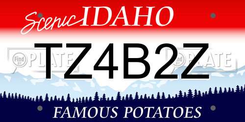 TZ4B2Z Idaho License Plate