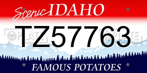 TZ57763 Idaho License Plate
