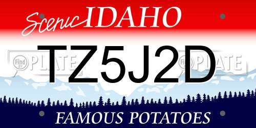 TZ5J2D Idaho License Plate