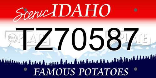 TZ70587 Idaho License Plate