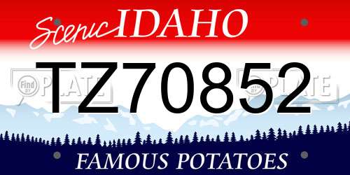TZ70852 Idaho License Plate