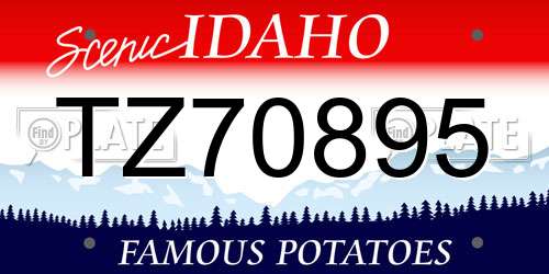 TZ70895 Idaho License Plate