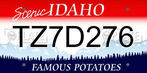 TZ7D276 Idaho License Plate