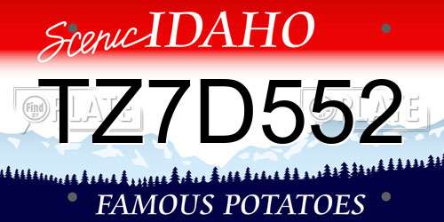 TZ7D552 Idaho License Plate