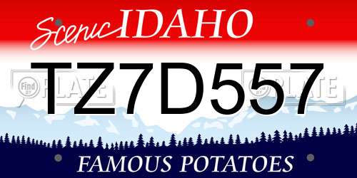 TZ7D557 Idaho License Plate