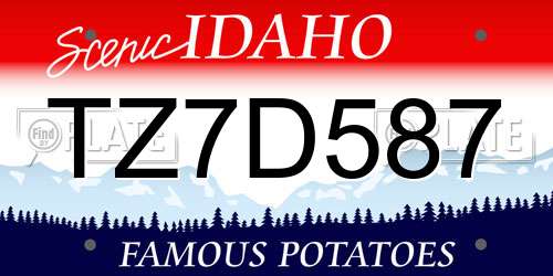 TZ7D587 Idaho License Plate